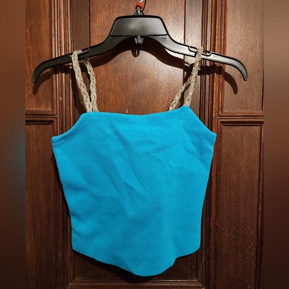 House Of Harlow 1960 Caribbean Sea Tank Top With Silver Metalic Rhinestone-$295 - Picture 1 of 9